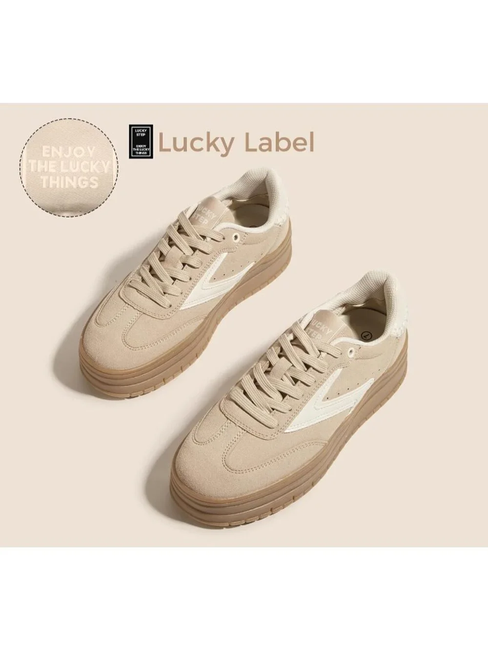 🆕Women's Khaki Platform Sneakers Gum Thick Sole Tennis Walking Shoes